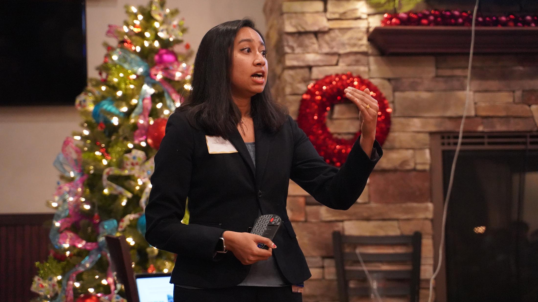 An image of a student giving a presentation.